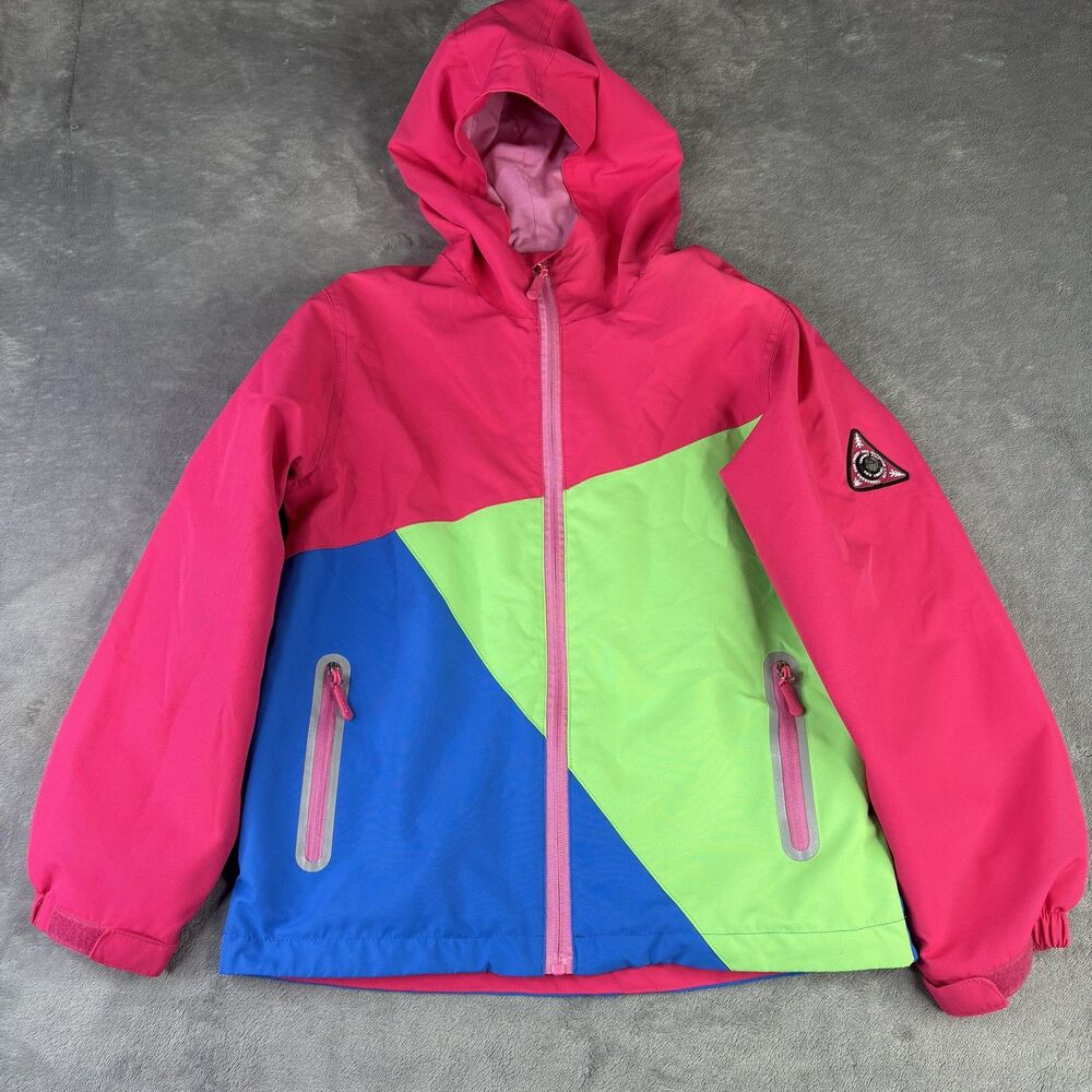 Top&Sky Kids Jacket Kids XL Pink Green Blue Colorblock Hooded Windbreaker‎